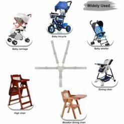 Harnais Chaise Haute Universelle Sangle Chaise Enfant Réglable Avec Boucle POM Ceinture Attache Sécurité Fixation 5 Points Confort Pour Chaise Haute Bébé Landau Et Poussette,Starlight -Equipement antichute Soldes 53317801 5