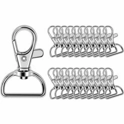 ILOVEMILAN Environ 20pcs Fermoirs Mousquetons Pivotants, Fermoir à Anneau En D Fermoir Porte-clés Clip De Mousqueton Pour Cordon, Macramé, Mousqueton Sac A Main, Alliage De Zinc, 20X39mm