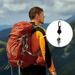 STARLIGHT Porte Clés Rétractable, Lot De 2 Robuste Porte Badge Enrouleur Avec Corde En Fil D'acier De 60cm, Porte Clés Extensible, Porte Attache Badge Ceinture Noir -Equipement antichute Soldes 54677962 5