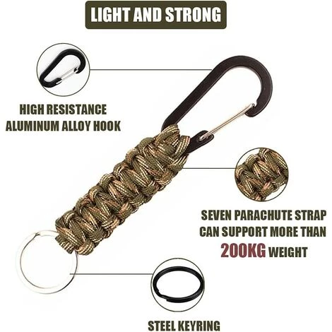 DECKON 2pcs Porte-Clés D'Équipement De Sports De Plein Air Mousqueton En Corde Tressée Porte-Clés D'Outil De Survie Camping Pêche Randonnée Voyage Sac À Dos D'Alpinisme 4 DECKON 2pcs Porte-Clés D'Équipement De Sports De Plein Air Mousqueton En Corde Tressée Porte-Clés D'Outil De Survie Camping Pêche Randonnée Voyage Sac À Dos D'Alpinisme – Image 2