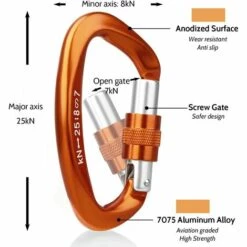 Mousqueton Escalade 25kN Mousqueton à Verrouillage Mousqueton En Forme De D，Irisfr -Equipement antichute Soldes 55310777 3