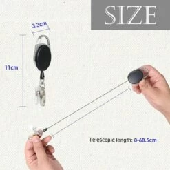 ENLENK Porte-clés - Rallonge Rétractable Avec Ressort Renforcé Et Cordon Solide Pour Cartes D'identité Avec Clip Ceinture Porte-clés Et Crochet Clip -Equipement antichute Soldes 55442450 2