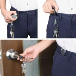 ENLENK Porte-clés - Rallonge Rétractable Avec Ressort Renforcé Et Cordon Solide Pour Cartes D'identité Avec Clip Ceinture Porte-clés Et Crochet Clip -Equipement antichute Soldes 55442450 4