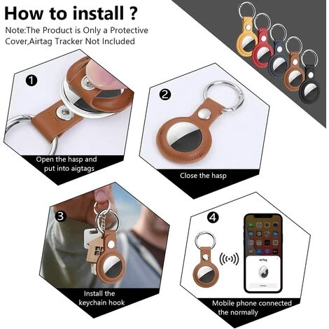 ENLENK Housse, 5 Pièces Porte-clés En Cuir PU, Housse Portable Résistante Aux Rayures, Housse De Recherche De Clé Pour Clés, Enfants, Animaux Domestiques 5 ENLENK Housse, 5 Pièces Porte-clés En Cuir PU, Housse Portable Résistante Aux Rayures, Housse De Recherche De Clé Pour Clés, Enfants, Animaux Domestiques – Image 3