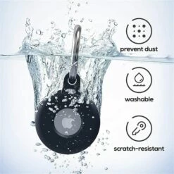 PERLE RARE 2 Pièces étui Airtag épaissi Housse De Protection En Silicone Pour Apple Airtags Support Airtag Lavable, Coque Airtag, Porte-clés Airtag（Black White） -Equipement antichute Soldes 55608041 5