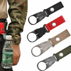 LIFCAUSAL 4 Pièces Suspendus Bouteille D'eau Boucle Mousqueton Portable Bouteille D'eau Minérale Porte-anneau Porte-clés Ceinture Sangle Adapté Pour Le Camping En Plein Air Randonnée