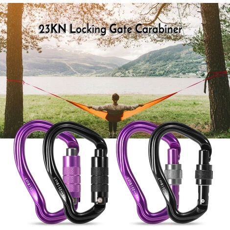 SUPERSELLER Mousqueton Mousqueton De Porte à Verrouillage Automatique 23KN Paquet De Boucle En Forme De D Robuste Mousqueton à Anneau En D Escalade Rappel Hamac Pince De Verrouillage - Verrouillage Automatique - Violet 5 SUPERSELLER Mousqueton Mousqueton De Porte à Verrouillage Automatique 23KN Paquet De Boucle En Forme De D Robuste Mousqueton à Anneau En D Escalade Rappel Hamac Pince De Verrouillage - Verrouillage Automatique - Violet – Image 3