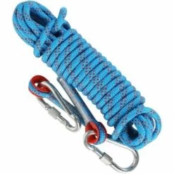 BARES Corde D'alpinisme 8 Mm 10 M Avec 2 Mousquetons Corde De Mousqueton Alpinisme Corde De Sauvetage Fire Escape Griffe Garniture Camping Pêche Aimant Extérieur - Nylon Bleu