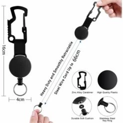 BARES Porte Badge Enrouleur Retractable,Rétractable Robuste Rétractable Porte-clés,Badge Retractable,Retractable Key Chain,Clip Porte Badge,Bobine Rétractable -Equipement antichute Soldes 56058059 2