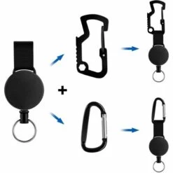 BARES Porte Badge Enrouleur Retractable,Rétractable Robuste Rétractable Porte-clés,Badge Retractable,Retractable Key Chain,Clip Porte Badge,Bobine Rétractable -Equipement antichute Soldes 56058059 3