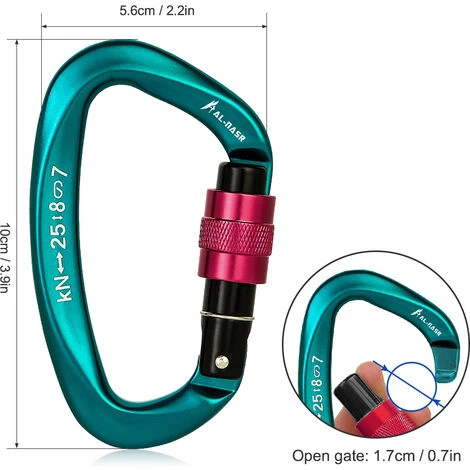 SUPERSELLER Mousqueton D'escalade Professionnel 25KN Mousqueton De Porte De Verrouillage à Vis Boucle D'escalade En Forme De D Robuste Mousqueton à Anneau En D Clip De Verrouillage De Hamac Léger Pour L'escalade Rappel Canyoning Hamac Matériel D'escalade Équipement D 7 SUPERSELLER Mousqueton D'escalade Professionnel 25KN Mousqueton De Porte De Verrouillage à Vis Boucle D'escalade En Forme De D Robuste Mousqueton à Anneau En D Clip De Verrouillage De Hamac Léger Pour L'escalade Rappel Canyoning Hamac Matériel D'escalade Équipement D – Image 5
