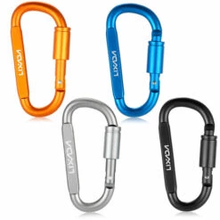 Lixada Alliage D'aluminium D-ring Verrouillage Mousqueton Vis Serrure Suspendu Crochet Boucle Porte-clés Pour Camping En Plein Air Randonnée - Bleu -Equipement antichute Soldes 56091399 5
