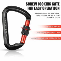 SUPERSELLER Mousqueton En Forme De D 30KN Clips De Mousqueton En Alliage D'aluminium Robuste Pour Hamacs Camping Randonnée Sac à Dos - Barrière De Verrouillage à Vis - Argent -Equipement antichute Soldes 56091573 4