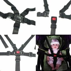 TINOR Harnais De Sécurité Pour Bébé,5 Points Bébé Ceintures Réglable Sangle De Sécurité Pour Poussette Universel Chaise Haute Enfants Noir -Equipement antichute Soldes 56411298 5