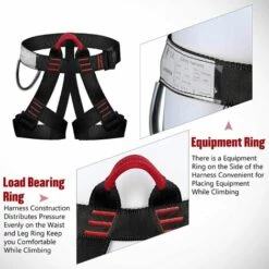 BEARSU Harnais D'escalade, Baudrier Escalade Harnais,Guide Harnais,Ceintures De Sécurité Pour Alpinisme Haut Niveau Rescue Spéléologie Escalade Rappel Equip Demi-Corps(Noir) -Equipement antichute Soldes 56413219 4