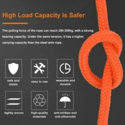 BEARSU Corde Tressée En Polypropylène Cordes Escalade 20M Avec Mousqueton Protection UV Anti-moisissure Anti-Corrosion Multifonctionnel Pour Pêche Alpinisme Camping Sauvetage Randonnée - Orange 10 BEARSU Corde Tressée En Polypropylène Cordes Escalade 20M Avec Mousqueton Protection UV Anti-moisissure Anti-Corrosion Multifonctionnel Pour Pêche Alpinisme Camping Sauvetage Randonnée - Orange -Equipement antichute Soldes 56413221 4