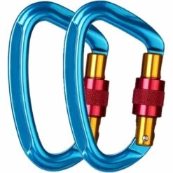 BEARSU Mousqueton En Aluminium Mousqueton En Forme De D 24KN Crochet Antidérapant Léger Avec Fermeture à Vis En Acier Inoxydable Pour Alpinisme Randonnée Yoga 2pcs