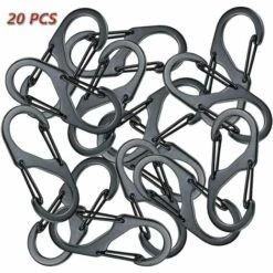 LONGZIMING 20 Pièces Mini S Forme Mousqueton Clips Mousquetons En Alliage D'aluminium 8 Formes Durable Léger étanche Double Boucle, Pour Maison, Randonnée En Plein AAir, Pêche, Camping, Voyages Etc—Noir -Equipement antichute Soldes 57057882 2
