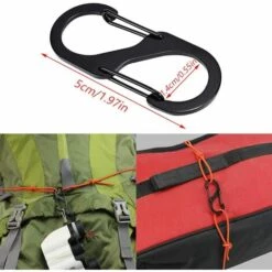 LONGZIMING 20 Pièces Mini S Forme Mousqueton Clips Mousquetons En Alliage D'aluminium 8 Formes Durable Léger étanche Double Boucle, Pour Maison, Randonnée En Plein AAir, Pêche, Camping, Voyages Etc—Noir -Equipement antichute Soldes 57057882 3