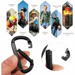 LONGZIMING 2 Pièces Mousquetons Escalade,Mousquetons Escalade Forme De D,Mousquetons à Verrouillage Automatique,Crochet Mousqueton Pour Alpinisme,Randonné -Equipement antichute Soldes 57058066 5