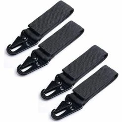 GUAZHUNIFR 4 Pièces Pince Mousqueton Tactique D'équipement Porte-clés Boucle De Ceinture Avec Porte Clé,Mousqueton Sac à Dos Boucle Pour Camping Randonnée Activité De Plein Air(Noir).Gu.B/bon