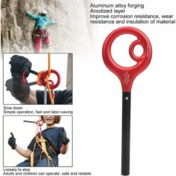 MACARON Escalade Contrôle De Descente Dispositif De Rappel Rock Escalade Extérieure En Alliage D'aluminium équipement De Descente Noir Rouge LO-Ron -Equipement antichute Soldes 57139658 3