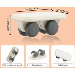 IRISFR 8 Pièces Mini Roulettes Auto-Adhésives Petit Roulettes Collant Plastique Pour Meubles Bacs Chariot Table Pouf Stockage Conteneur Capacité De Charge Maximale 17.5kg (Blanc, Roue à Sens Unique)，Lilaris -Equipement antichute Soldes 57370887 2