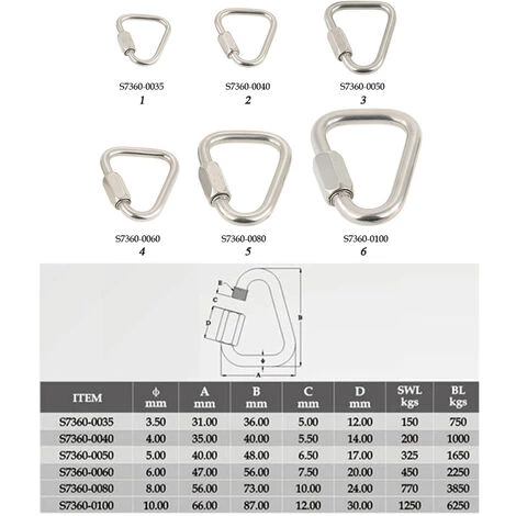 YBLUEDOFHIN Boucle De Crochet Suspendue De Mousqueton De Verrouillage De Lien Rapide De Triangle D'acier Inoxydable Pour La Randonnée Extérieure De Camping - Tapez 4 5 YBLUEDOFHIN Boucle De Crochet Suspendue De Mousqueton De Verrouillage De Lien Rapide De Triangle D'acier Inoxydable Pour La Randonnée Extérieure De Camping - Tapez 4 – Image 3