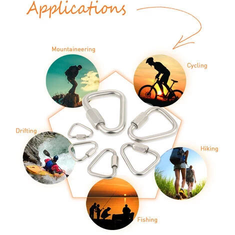 YBLUEDOFHIN Boucle De Crochet Suspendue De Mousqueton De Verrouillage De Lien Rapide De Triangle D'acier Inoxydable Pour La Randonnée Extérieure De Camping - Tapez 4 6 YBLUEDOFHIN Boucle De Crochet Suspendue De Mousqueton De Verrouillage De Lien Rapide De Triangle D'acier Inoxydable Pour La Randonnée Extérieure De Camping - Tapez 4 – Image 4