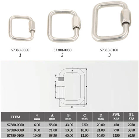 SUPERSELLER Boucle De Crochet De Suspension De Mousqueton De Verrouillage De Lien Rapide Carré D'acier Inoxydable Pour La Randonnée De Camping En Plein Air D'aile De Delta De Parapente , 1 - 1 7 SUPERSELLER Boucle De Crochet De Suspension De Mousqueton De Verrouillage De Lien Rapide Carré D'acier Inoxydable Pour La Randonnée De Camping En Plein Air D'aile De Delta De Parapente , 1 - 1 – Image 5