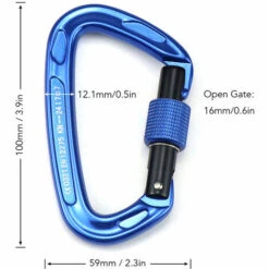 SUPERSELLER Mousqueton Avec Porte De Verrouillage à Vis Clips De Mousqueton Robustes 24KN Pour Hamacs Camping Randonnée Sac à Dos - Bleu -Equipement antichute Soldes 57568000 4