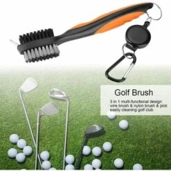 DENUOTOP Mousqueton Brosse Pour Club De Golf, Brosse De Golf 3 En 1 Nettoyant De Golf Brosse De Golf Multifonctionnelle Cl -Equipement antichute Soldes 57588628 4