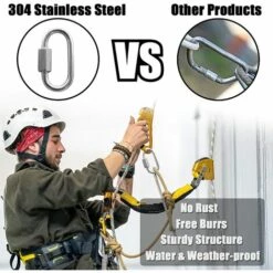 BARES Paquet De 2 M8 5/16 Pouces Mousqueton Rapide D Robuste 600 Kg Capacité Chaîne De Sécurité Réparation Liens Utilitaires Pour Camping équipement De Plein Air -Equipement antichute Soldes 57596422 5