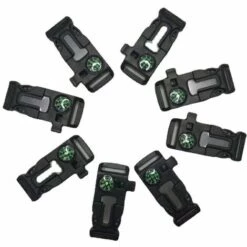 LITZEE Plastique Sifflet Boucle à Boussole En Silex Et Pierre Starter Pour Bracelet Extérieur Camping D'urgence De Survie Avec Boucle 8 Pcs Mousqueton LITZEE