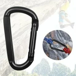 FLYME 2 Pièces Mousquetons Escalade,Mousquetons Escalade Forme De D,Mousquetons à Verrouillage Automati -Equipement antichute Soldes 57882337 5