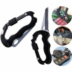 FLYME 2 Pièces Mousqueton,Porte Clés,Multifonction Aluminium D-Anneau Clip,Avec Bouchon à Vis Verrouillage Pour Équitation Camping Randonnée Pédestre Pêche Activités Plein Air (Maximale Jusqu'à 400kg) -Equipement antichute Soldes 57882513 3