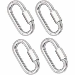 CADEAUX 4 Pièces Mousqueton En Acier Inoxydable Robuste, M8 304 Verrouillage Rapide à Vis, Quick Link Keychain Buckle Pour La Maison, Le Camping, L'escalade, La Randonnée, Les Voyages,500KG Capacité