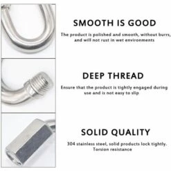 CADEAUX 4 Pièces Mousqueton En Acier Inoxydable Robuste, M8 304 Verrouillage Rapide à Vis, Quick Link Keychain Buckle Pour La Maison, Le Camping, L'escalade, La Randonnée, Les Voyages,500KG Capacité -Equipement antichute Soldes 57964057 3