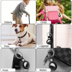 PERLE RARE Etui De Protection En Cuir PU Compatible Avec Le Nouvel Airtag 2021, Housse Anti-Rayures Avec Porte-clés Pour Animaux De Compagnie, Chiens, Portefeuilles Et Bagages. -Equipement antichute Soldes 58039366 5