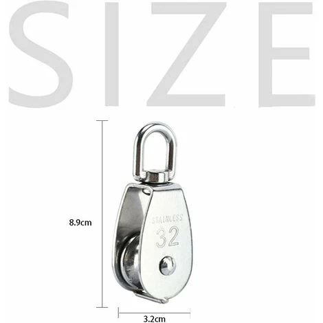 PERLE RARE Poulie En Acier Inox 304 M32 Poulie De Levage 2 Pièces 4 PERLE RARE Poulie En Acier Inox 304 M32 Poulie De Levage 2 Pièces – Image 2