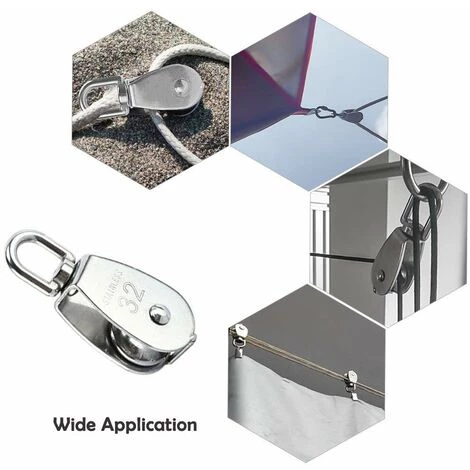 PERLE RARE Poulie En Acier Inox 304 M32 Poulie De Levage 2 Pièces 6 PERLE RARE Poulie En Acier Inox 304 M32 Poulie De Levage 2 Pièces – Image 4