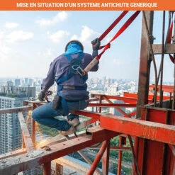 EPI - MATISERE Absorbeur D'énergie Fourche Avec Longes En Sangle NON FEU 1,5 M Avec 1 Mousqueton Ouv. 17 Mm Et 2 Mousquetons échafaudage Ouv. 55 Mm - FA3040215 -Equipement antichute Soldes 58173113 5