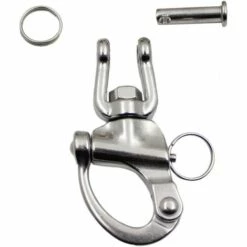 BEARSU 2 Pièces Mousqueton à œil Pivotant, Oeil Pivotant, Crochet De Manille En Acier Inoxydable, Manille à Dégagement Rapide, Mousqueton à Emerillon Mousqueton, Pour La Voile De Yacht Marin De Plongée -Equipement antichute Soldes 58188060 5