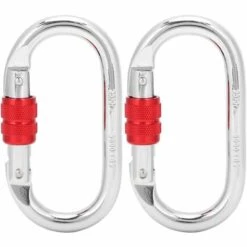 BEARSU 2 Pièces Mousquetons D'escalade 23-25KN En Forme De O Alpinisme Crochet De Sécurité Boucle Mousqueton Pour L'escalade, La Descente En Rappel, Hamacs, Laisse De Chien, Bouteille D'eau