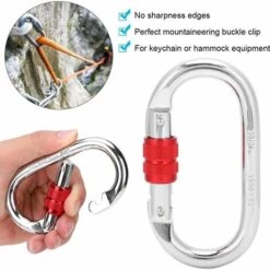 BEARSU 2 Pièces Mousquetons D'escalade 23-25KN En Forme De O Alpinisme Crochet De Sécurité Boucle Mousqueton Pour L'escalade, La Descente En Rappel, Hamacs, Laisse De Chien, Bouteille D'eau 10 BEARSU 2 Pièces Mousquetons D'escalade 23-25KN En Forme De O Alpinisme Crochet De Sécurité Boucle Mousqueton Pour L'escalade, La Descente En Rappel, Hamacs, Laisse De Chien, Bouteille D'eau -Equipement antichute Soldes 58188109 4