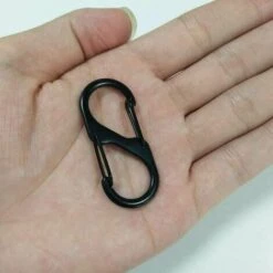 PERLE RARE 20 Pièces Mini S Forme Mousqueton Clips Mousquetons En Alliage D'aluminium 8 Formes Durable Léger étanche Double Boucle, Pour Maison, Randonnée En Plein AAir, Pêche, Camping, Voyages Etc—Noir(30mm) -Equipement antichute Soldes 58303069 5