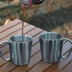 PERLE RARE Tasse D’extérieur, Pour Le Camping, Compacte Et Légère, 180 ml, Poignée à Mousqueton Vissée, Acier Inoxydable, Pour La Randonnée, Le Trekking, Le Travail -Equipement antichute Soldes 58303368 3