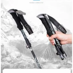 PERLE RARE Bâtons De Marche Pliable, Liège Respirant Poles,Trekking Antichoc Antidérapant Bâtons De Randonnée Téléscopique En Aluminium / Carbone (1 Paire) -Equipement antichute Soldes 58303529 3