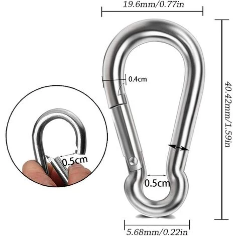 TINOR 10 Pièce Mousqueton En Acier Inoxydable Mousqueton De Fixation Clip Mousqueton étanche Résistant à La Rouille Durable Pour Sports Hamac Pêche Balançoire Camping Maison Horticulture Décoration 4 TINOR 10 Pièce Mousqueton En Acier Inoxydable Mousqueton De Fixation Clip Mousqueton étanche Résistant à La Rouille Durable Pour Sports Hamac Pêche Balançoire Camping Maison Horticulture Décoration – Image 2
