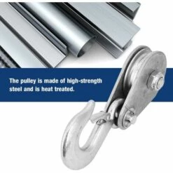 GRID COOL Bloc De Poulie De Roue Unique Bloc De Poulie De Corde De Levage En Acier Haute Résistance Avec Crochet Bloc De Poulie Simple Pour Le Glissement De Câble De Skis Ménagers(1 Tons) -Equipement antichute Soldes 58349241 4
